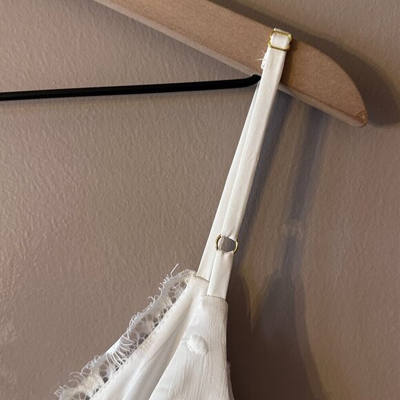 Women's M Show Me Your Mumu Olympia Romper White Chiffon Polka Dot Lined - Picture 8 of 12